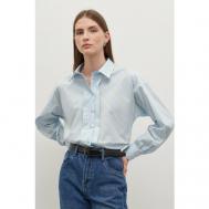Блуза  , повседневный стиль, свободный силуэт, длинный рукав, размер S, голубой Finn Flare