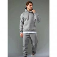 Костюм , худи и брюки, свободный силуэт, утепленный, капюшон, карманы, размер 46, серый Marat