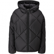Куртка  , демисезон/зима, средней длины, силуэт прямой, стеганая, капюшон, несъемный капюшон, карманы, размер XS, черный s.Oliver