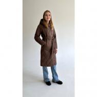 Куртка  демисезонная, удлиненная, силуэт прямой, быстросохнущая, стеганая, ультралегкая, размер 42, коричневый Art Moda