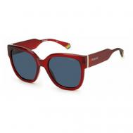 Солнцезащитные очки , квадратные, для женщин, красный Polaroid