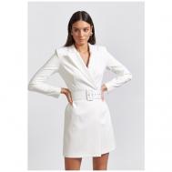 Платье-пиджак , в классическом стиле, полуприлегающее, мини, подкладка, размер M, белый The Select
