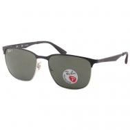 Солнцезащитные очки Luxottica, прямоугольные, оправа: металл, с защитой от УФ, поляризационные, черный Ray-Ban