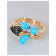 Кольцо помолвочное , фианит, нефрит, бирюза, размер 19, бирюзовый, зеленый Lotus Jewelry