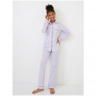 Пижама , рубашка, брюки, длинный рукав, карманы, пояс на резинке, трикотажная, размер XXL(164-170), фиолетовый Ihomewear