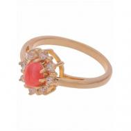 Кольцо помолвочное , родохрозит, размер 19, розовый Lotus Jewelry