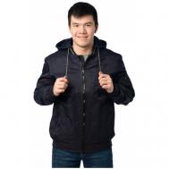 куртка  демисезонная, капюшон, карманы, внутренний карман, манжеты, размер 48, синий INDACO FASHION