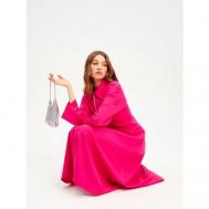 Платье сафари , прилегающее, миди, размер 48/50, фуксия, розовый Galina Malina