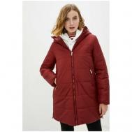 куртка  , демисезон/зима, средней длины, силуэт трапеция, карманы, капюшон, манжеты, размер 44, красный Baon