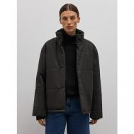 куртка  , демисезон/зима, средней длины, силуэт прямой, подкладка, карманы, без капюшона, размер S, черный GATE31