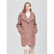 Пальто , искусственный мех, силуэт свободный, карманы, размер 42, фиолетовый, серебряный Silverfox