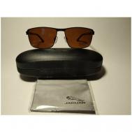 Солнцезащитные очки , прямоугольные, оправа: металл, с защитой от УФ, поляризационные, для мужчин, коричневый Jaguar