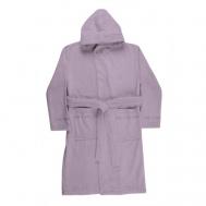 Халат  средней длины, длинный рукав, карманы, пояс, капюшон, размер L (46-50), фиолетовый LA PASTEL