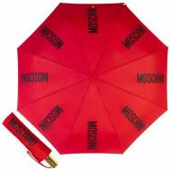 Мини-зонт , автомат, 3 сложения, купол 94 см., 8 спиц, система «антиветер», чехол в комплекте, для женщин, красный Moschino