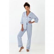 Пижама , рубашка, брюки, размер L, голубой SENSIS