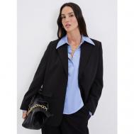 Блуза  , повседневный стиль, длинный рукав, размер L, синий ZARINA