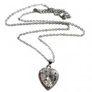 Ожерелье с подвеской в виде сердца, серебристое с белым фианитом и стразами Kaitin