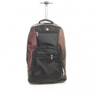 Чемодан-рюкзак , полиэстер, 37 л, размер S, коричневый, черный TEVIN