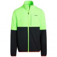 Куртка  для бега, средней длины, силуэт прямой, светоотражающие элементы, без капюшона, карманы, водонепроницаемая, размер L, зеленый, черный Saucony