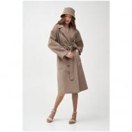 Пальто   демисезонное, шерсть, силуэт свободный, средней длины, размер 46/48/164-172, бежевый EKATERINA ZHDANOVA
