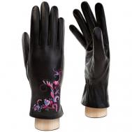 Перчатки  зимние, натуральная кожа, подкладка, размер 7.5, черный Eleganzza