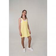 Платье в спортивном стиле, трапециевидный силуэт, мини, размер 42, желтый NO BRAND