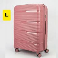 Чемодан  чемодан пудровый L, полипропилен, увеличение объема, жесткое дно, 108 л, размер L, розовый Impreza