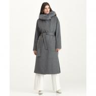 Пальто-реглан   демисезонное, демисезон/зима, шерсть, силуэт прямой, удлиненное, размер 38, серый Skinnwille