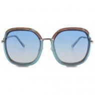Солнцезащитные очки , квадратные, оправа: металл, для женщин, синий Donna