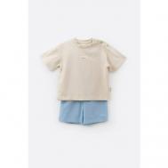 Комплект одежды , майка и шорты, повседневный стиль, размер 12-18 месяцев, голубой, бежевый vauva