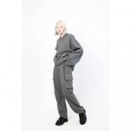 Костюм , толстовка и брюки, повседневный стиль, оверсайз, карманы, размер 170, серый RiONA
