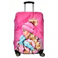Чехол для чемодана , размер M, коричневый, розовый LeJoy