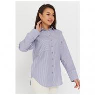 Рубашка  , повседневный стиль, прямой силуэт, длинный рукав, в полоску, размер 48, фиолетовый KATHARINA KROSS
