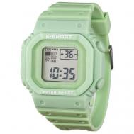 Наручные часы  Электронные спортивные наручные часы  с секундомером, подсветкой, защитой от влаги и ударов, зеленый Lasika
