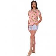 Пижама , футболка, бриджи, размер 52, розовый Астратекстиль