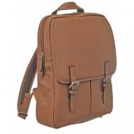 Рюкзак , натуральная кожа, отделение для ноутбука, вмещает А4, внутренний карман, коричневый Bruno Perri