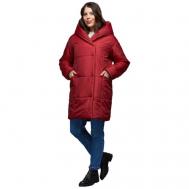 куртка   зимняя, средней длины, силуэт прямой, ветрозащитная, капюшон, размер 40(50RU), красный MFIN
