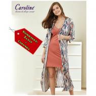 Комплект , халат, сорочка, пояс, размер 48, оранжевый Caroline