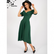 Платье-тюльпан , прилегающее, миди, размер 44, зеленый Sinelia
