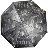Смарт-зонт , автомат, 3 сложения, купол 96 см., 8 спиц, чехол в комплекте, для женщин, серый GALAXY OF UMBRELLAS