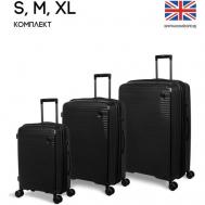 Комплект чемоданов , 3 шт., полипропилен, опорные ножки на боковой стенке, увеличение объема, рифленая поверхность, 161 л, размер L, черный IT Luggage