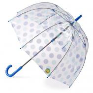 Зонт-трость , механика, купол 85 см., 8 спиц, прозрачный, для женщин, бесцветный, голубой FULTON