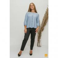 Блуза  , повседневный стиль, размер 54, голубой Тамбовчанка
