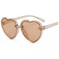 Солнцезащитные очки , сердце, оправа: пластик, для девочек, бежевый Нет бренда