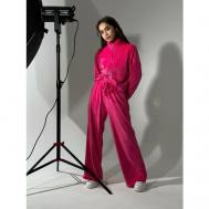 Костюм, худи и брюки, повседневный стиль, свободный силуэт, капюшон, размер 44, розовый Asi Lux