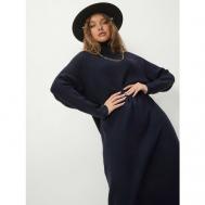 Платье-свитер , повседневное, свободный силуэт, до колена, размер L-XL, синий Sansa