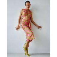 Платье , прилегающее, макси, размер 42, бежевый, розовый ALZA