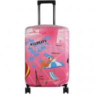Чехол для чемодана , 85 л, размер L+, мультиколор, розовый TEVIN
