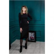 Платье-футляр , повседневное, классическое, прилегающее, миди, карманы, размер 42, черный sv2 studio