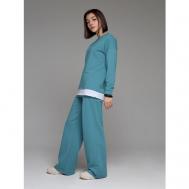 Костюм , свитшот и брюки, повседневный стиль, свободный силуэт, размер 42, голубой Facturia